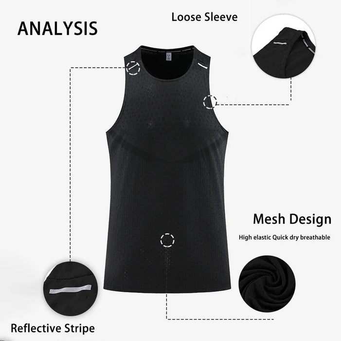 Men's Ice Silk Sleeveless Sports Vest – Quick-Dry, Breathable Gym Running Tank