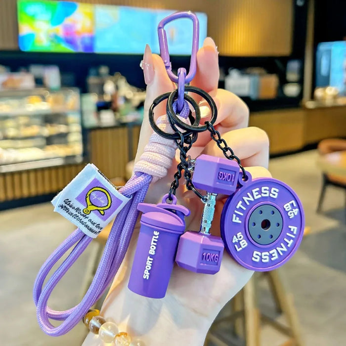 Barbell Charm Gym Keychain