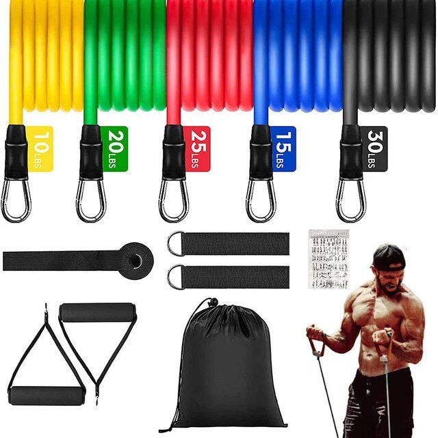 11 Piece Resistance Band Set - Flamin' Fitness