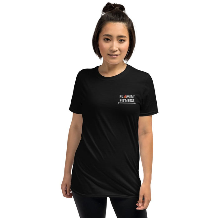 Black Embroidered Logo T-Shirt - Flamin' Fitness