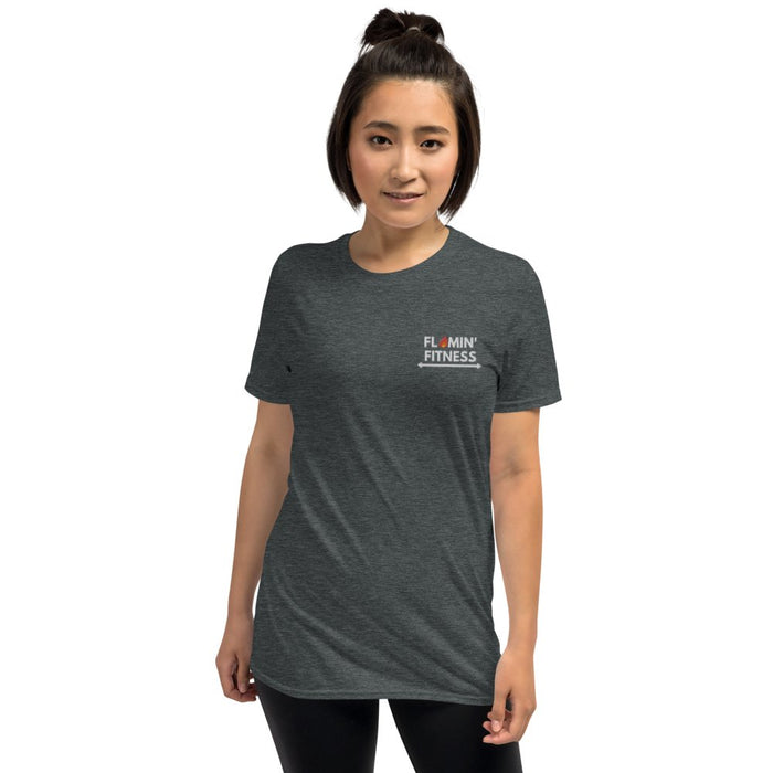 Dark Heather Embroidered Logo T-Shirt - Flamin' Fitness