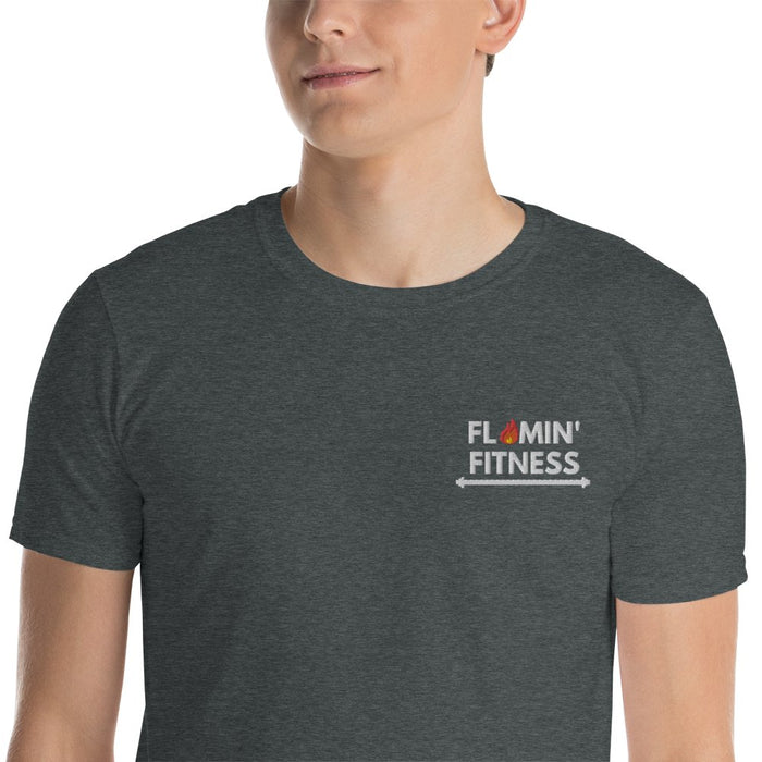 Dark Heather Embroidered Logo T-Shirt - Flamin' Fitness