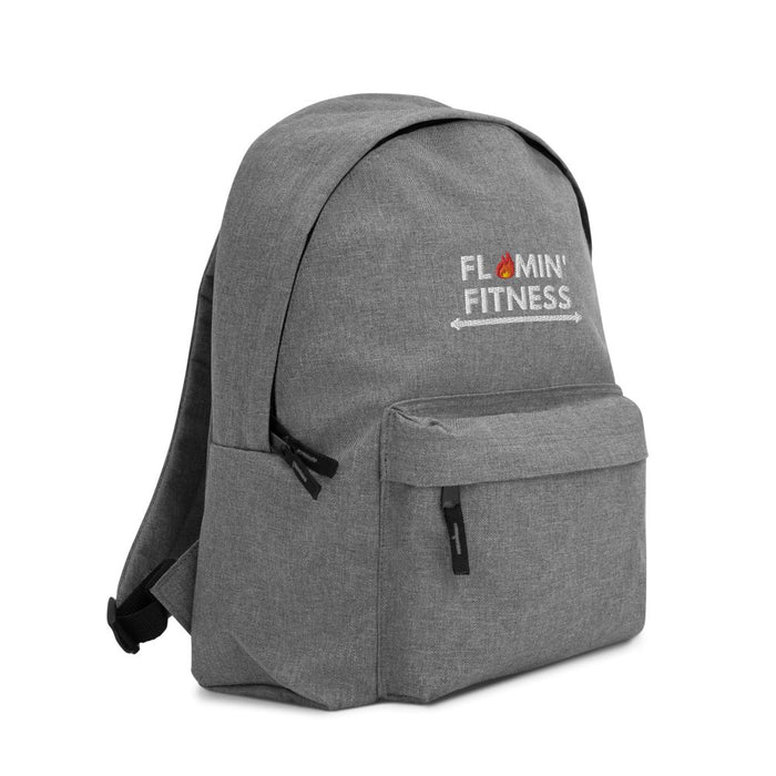 Grey Marl Embroidered Backpack - Flamin' Fitness