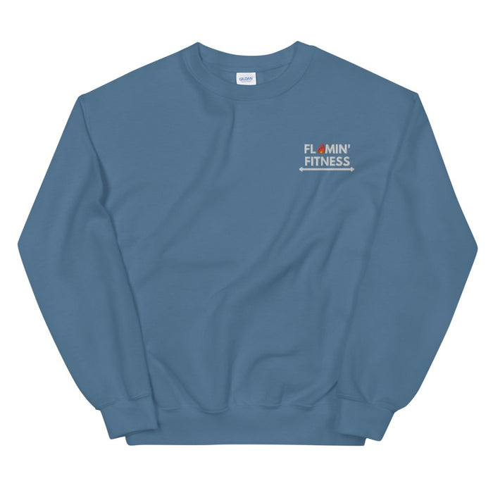Indigo Blue Embroidered Logo Sweatshirt - Flamin' Fitness