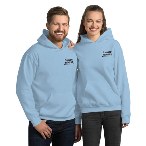Light Blue Embroidered Logo Hoodie - Flamin' Fitness