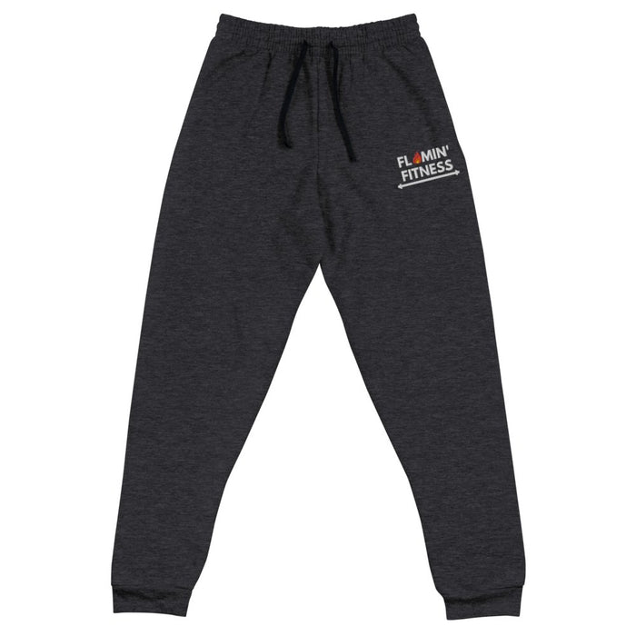 Men's Black Heather Embroidered Logo Joggers - Flamin' Fitness
