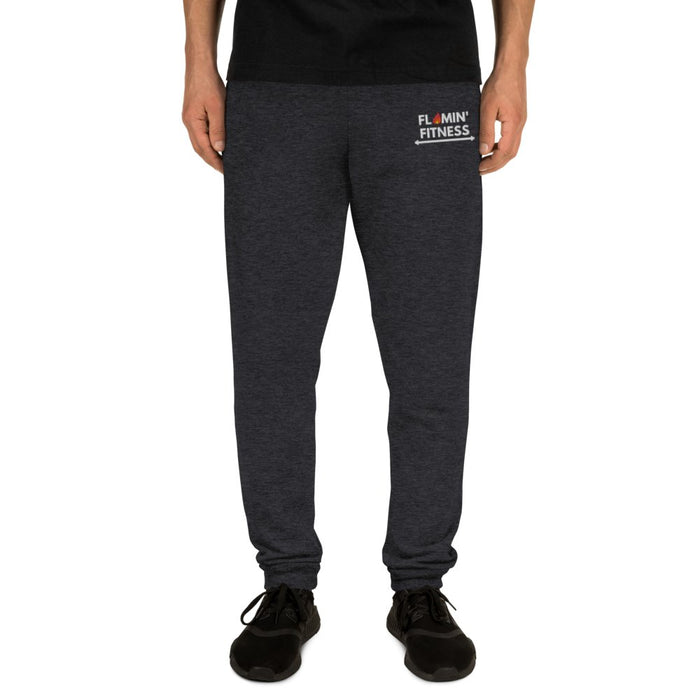 Men's Black Heather Embroidered Logo Joggers - Flamin' Fitness
