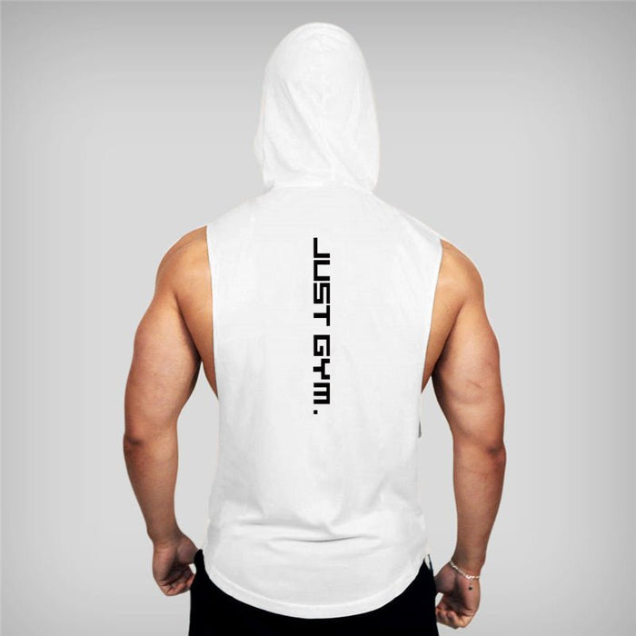 Men's "JUST GYM" Hooded Tank Top - Flamin' Fitness