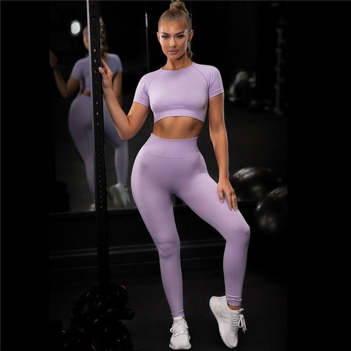 PastelMotion Short Sleeve & Leggings Workout Set - Flamin' Fitness