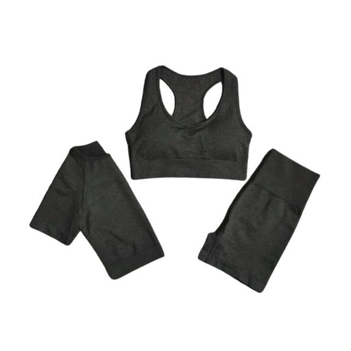 Sports Bra, Short Sleeve Top & Shorts Gym Set - Flamin' Fitness