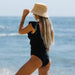 V-Shape Ruffle Shoulder One Piece Women's Swimsuit - Flamin' Fitness