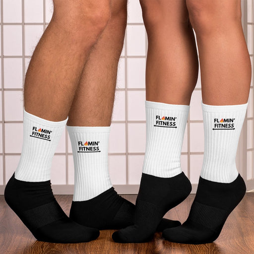 White/Black Sports Socks - Flamin' Fitness