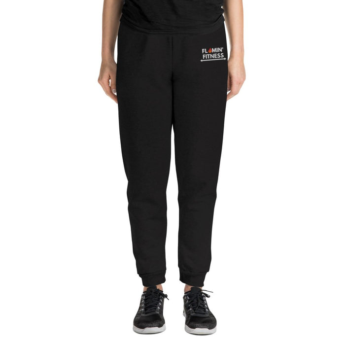 Women's Black Embroidered Logo Joggers - Flamin' Fitness