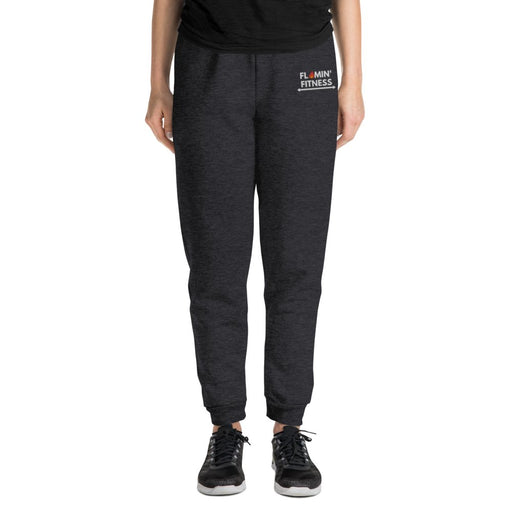 Women's Black Heather Embroidered Logo Joggers - Flamin' Fitness