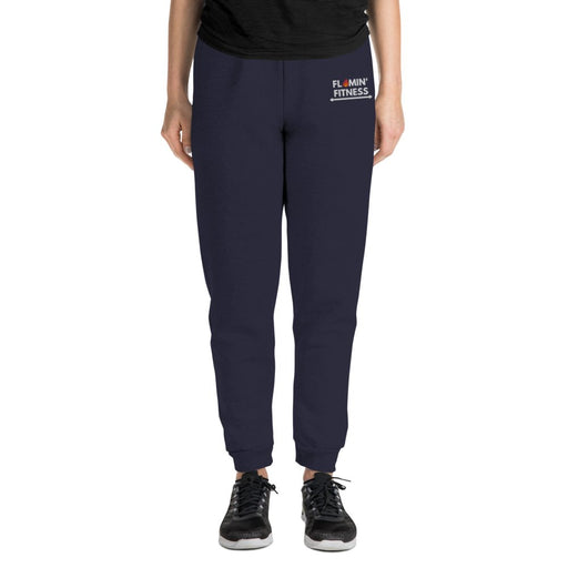 Women's Navy Embroidered Logo Joggers - Flamin' Fitness